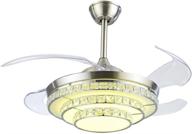 🏢 enhance your space: modern crystal ceiling fan lights with remote, 42 inch chandelier fan with retractable blade and 3 color changes led light kit – perfect for bedroom and living room ambiance logo