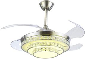 img 4 attached to 🏢 Enhance Your Space: Modern Crystal Ceiling Fan Lights with Remote, 42 Inch Chandelier Fan with Retractable Blade and 3 Color Changes LED Light Kit – Perfect for Bedroom and Living Room Ambiance
