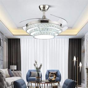 img 1 attached to 🏢 Enhance Your Space: Modern Crystal Ceiling Fan Lights with Remote, 42 Inch Chandelier Fan with Retractable Blade and 3 Color Changes LED Light Kit – Perfect for Bedroom and Living Room Ambiance