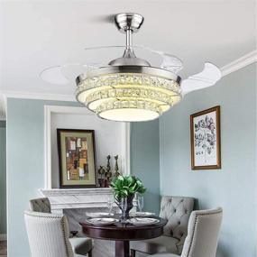 img 3 attached to 🏢 Enhance Your Space: Modern Crystal Ceiling Fan Lights with Remote, 42 Inch Chandelier Fan with Retractable Blade and 3 Color Changes LED Light Kit – Perfect for Bedroom and Living Room Ambiance
