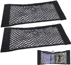 img 4 attached to TENACHI 2 Universal Cargo Netting, Elastic Mesh Trunk Organizer, Large Adjustable Storage Nylon Net, Wall Sticker Pouch Bag 24x10 inch, Car Interior Accessories Organizer with Adhesive Tape