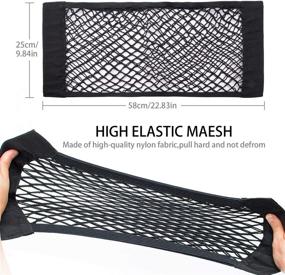 img 3 attached to TENACHI 2 Universal Cargo Netting, Elastic Mesh Trunk Organizer, Large Adjustable Storage Nylon Net, Wall Sticker Pouch Bag 24x10 inch, Car Interior Accessories Organizer with Adhesive Tape