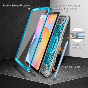 img 1 attached to 📱 Fintie Shockproof Case for Samsung Galaxy Tab S6 Lite 10.4'' 2020 - SM-P610/P615 Model: Tuatara Rugged Unibody Hybrid Full Protective Bumper Kickstand Cover with Built-in Screen Protector - Sky Blue