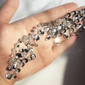 img 1 attached to Silver Handcrafted Beaded Sequin Bling Neckline Rhinestone Crystal Trim Bridal Applique Design Patch Sewing, DIY Decoration for Wedding Dresses - 20x34cm