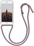 kwmobile transparent crossbody case for apple iphone 6 / 6s - clear tpu phone cover with lanyard cord strap in violet, yellow, blue logo