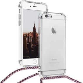 img 1 attached to kwmobile Transparent Crossbody Case for Apple iPhone 6 / 6S - Clear TPU Phone Cover with Lanyard Cord Strap in Violet, Yellow, Blue