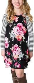 img 4 attached to Blibea Girls Floral Boho Midi Dress: Long Sleeve, Empire Waist, Pockets