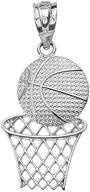 🏀 sleek .925 sterling silver basketball hoop pendant necklace - customizable lengths! logo