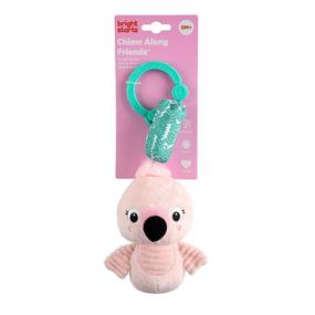 img 1 attached to Bright Starts Chime Along Friends Portable Toy - Flamingo, Suitable for Newborn+ Ages