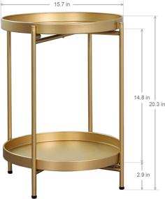 img 3 attached to Gold Folding Round Metal Side Table with 2 Tiers - Waterproof and Anti-Rust Snack Table Accent Coffee Table for Living Room - LANPU Sofa Tables