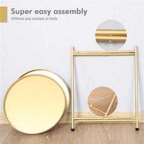 img 2 attached to Gold Folding Round Metal Side Table with 2 Tiers - Waterproof and Anti-Rust Snack Table Accent Coffee Table for Living Room - LANPU Sofa Tables