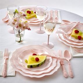 img 2 attached to 🍽️ Vintage Collection Blush Tableware and Flatware Set by Silver Spoons