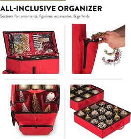 img 2 attached to 🎄 Highly Durable 2-in-1 Christmas Ornament Organizer & Xmas Figurine Storage Container - Convenient Removable Trays, Holds up to 73 Holiday Ornaments - Adjustable Space for Figurines and Decoration Pockets