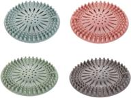 hair catcher silicone hair stopper drain covers – easy-to-install, durable, & suction cup equipped bathtub shower drain protectors – ideal for bathroom, bathtub, and kitchen – 4 packs (4, round) logo