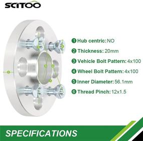 img 3 attached to 🔧 SCITOO 4PCS 20мм ступицы Колесные дистанционные проставки: 4x100мм | 3/8 "x24 Болты | совместим с 2006-2010 Fit, 1988-2005 Civic