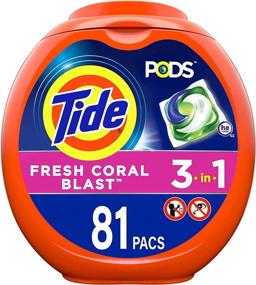 img 4 attached to 🌊 Tide PODS 3 in 1 HE Turbo Laundry Detergent Liquid Pacs Tub - Fresh Coral Blast Scent, 81 Count