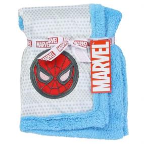 img 1 attached to 🕷️ Spider-Man Mink/Sherpa Baby Blanket - Super Soft, Blue, 30" x 30