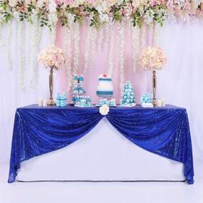 img 4 attached to BalsaCircle 50X50 Inch Royal Blue Tablecloth Overlay for Yearly Events