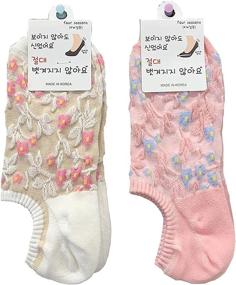 img 4 attached to ITUOIDOU Girls Socks Cotton Pinkflower