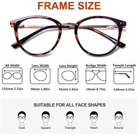 img 2 attached to 👓 Stylish Blue Light Blocking Reading Glasses with Large Lens for Women and Men - Combat Eyestrain/Glare with Round Computer Readers, Gaming Fashion, and Tortoise Metal Frame, Spring Hinge - 1.0 Power