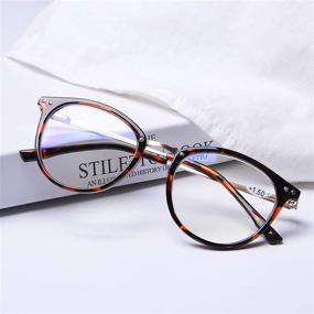 img 3 attached to 👓 Stylish Blue Light Blocking Reading Glasses with Large Lens for Women and Men - Combat Eyestrain/Glare with Round Computer Readers, Gaming Fashion, and Tortoise Metal Frame, Spring Hinge - 1.0 Power