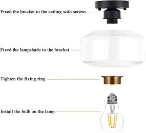 img 1 attached to 💡 Semi Flush Mount Ceiling Light with Clear Glass Shade and Brass Accent Socket – Modern Fixture in Black Finish for Kitchen, Hallway, Entryway, Dining Room, Bedroom, Cafe, Bar, and Living Room