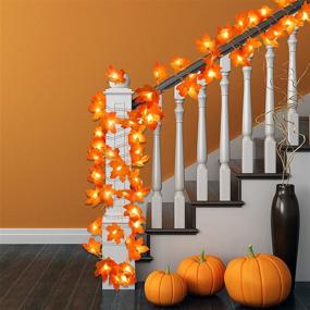 img 1 attached to Fall Decorations for Home - 2-Pack 29.4Ft 60 LED Maple Leaves String Lights - Battery Operated Lights for Thanksgiving Halloween Christmas Indoor Outdoor Decor - Clearance