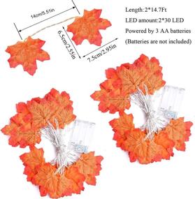 img 3 attached to Fall Decorations for Home - 2-Pack 29.4Ft 60 LED Maple Leaves String Lights - Battery Operated Lights for Thanksgiving Halloween Christmas Indoor Outdoor Decor - Clearance