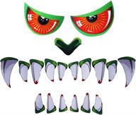 👻 dr.dudu halloween green monster face garage door decoration, 19 pcs pvc scary monster face sticker decor with eyes teeth cutouts (assembly required) – perfect for halloween parties, window and car decorations логотип