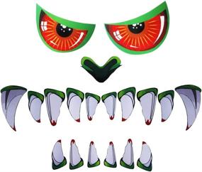 img 4 attached to 👻 DR.DUDU Halloween Green Monster Face Garage Door Decoration, 19 PCS PVC Scary Monster Face Sticker Decor with Eyes Teeth Cutouts (Assembly Required) – Perfect for Halloween Parties, Window and Car Decorations