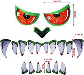 img 3 attached to 👻 DR.DUDU Halloween Green Monster Face Garage Door Decoration, 19 PCS PVC Scary Monster Face Sticker Decor with Eyes Teeth Cutouts (Assembly Required) – Perfect for Halloween Parties, Window and Car Decorations