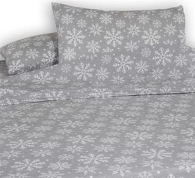 img 1 attached to 🛏️ Queen Flannel Sheet Set Bliss Casa - Высокая плотность гребенной ткани, глубокие карманы, теплый и дышащий комплект постельного белья. 100% хлопковые простыни из гребенной ткани с 1 простыней на резинке, 1 простыней без резинки и 2 наволочками (Снежинки).