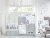 🌙 wendy bellissimo elephant and moon nursery bedding set: 4pc crib bedding in grey/white - complete your baby's dreamy sleep haven! logo