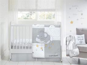 img 1 attached to 🌙 Wendy Bellissimo Elephant and Moon Nursery Bedding Set: 4pc Crib Bedding in Grey/White - Complete Your Baby's Dreamy Sleep Haven!