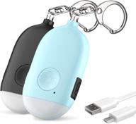 🔒 weten rechargeable self defense keychain alarm - 130 db loud emergency personal siren ring with led light - sos safety alert device key chain, ideal for women, kids, elderly, and joggers (black&amp;blue) logo