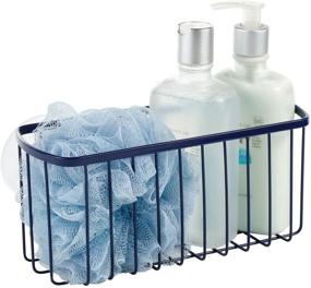 img 2 attached to 🛀 Navy Blue Metal Suction Shower Caddy: Organize Bath Essentials with Soap, Sponge Holder, and More