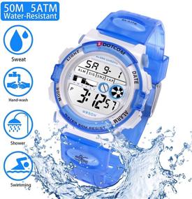img 1 attached to Durable Kids Digital Watch: 50M Waterproof, Ideal for Outdoor Sports, Swimming – Boys Girls Watch