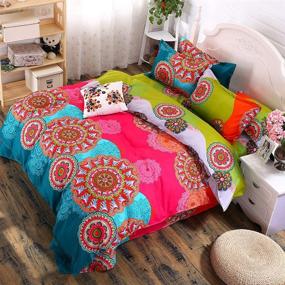 img 2 attached to 🌸 Bohemian Floral Print Duvet Cover Set - Lightweight Microfiber Bedding Set with Zipper Closure - Queen Size