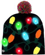 🎅 light up the holidays with ourwarm led christmas beanie - unisex winter snow hat with 6 colorful led lights logo