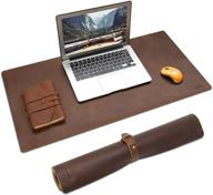 polare full grain leather desk pad protector: non-slip writing pad for office and home (31.5 x 15.7 inch, dark brown) logo