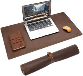 img 4 attached to Polare Full Grain Leather Desk Pad Protector: Non-Slip Writing Pad for Office and Home (31.5 x 15.7 inch, Dark Brown)