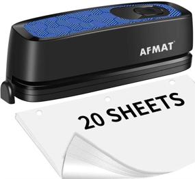img 4 attached to AFMAT Electric 3 Hole Puncher, Heavy Duty Paper Punch with 20-Sheet 🖨️ Capacity, AC/Battery Operated, Effortless Punching, Long Lasting for Office and School Use, Blue/Black