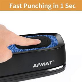 img 2 attached to AFMAT Electric 3 Hole Puncher, Heavy Duty Paper Punch with 20-Sheet 🖨️ Capacity, AC/Battery Operated, Effortless Punching, Long Lasting for Office and School Use, Blue/Black