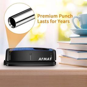 img 3 attached to AFMAT Electric 3 Hole Puncher, Heavy Duty Paper Punch with 20-Sheet 🖨️ Capacity, AC/Battery Operated, Effortless Punching, Long Lasting for Office and School Use, Blue/Black