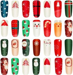 img 1 attached to 🎄 Get Festive with 12 Sheets Christmas Adhesive Nail Polish Stickers – Full Cover Sticker with Deer, Snowman, Xmas Tree Design! Complete with Nail File for Perfect Manicure (Cool Style)