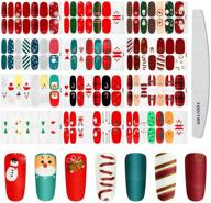 🎄 get festive with 12 sheets christmas adhesive nail polish stickers – full cover sticker with deer, snowman, xmas tree design! complete with nail file for perfect manicure (cool style) logo