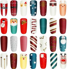 img 2 attached to 🎄 Get Festive with 12 Sheets Christmas Adhesive Nail Polish Stickers – Full Cover Sticker with Deer, Snowman, Xmas Tree Design! Complete with Nail File for Perfect Manicure (Cool Style)