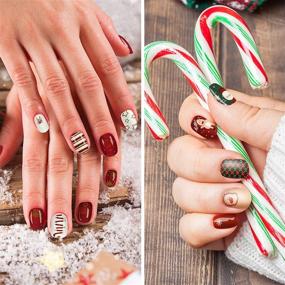 img 3 attached to 🎄 Get Festive with 12 Sheets Christmas Adhesive Nail Polish Stickers – Full Cover Sticker with Deer, Snowman, Xmas Tree Design! Complete with Nail File for Perfect Manicure (Cool Style)