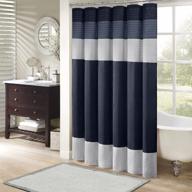 🚿 madison park amherst navy shower curtain: stylish striped fabric design, 72x72, deep blue - ideal for bathroom décor logo