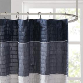 img 3 attached to 🚿 Madison Park Amherst Navy Shower Curtain: Stylish Striped Fabric Design, 72x72, Deep Blue - Ideal for Bathroom Décor